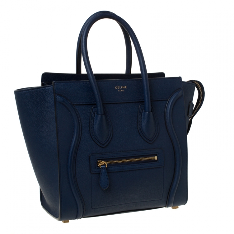 مملوكة مسبقًا Celine Blue Leather Micro Luggage Tote