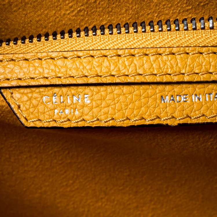 Pre Owned Celine Yellow Leather Mini Luggage Tote