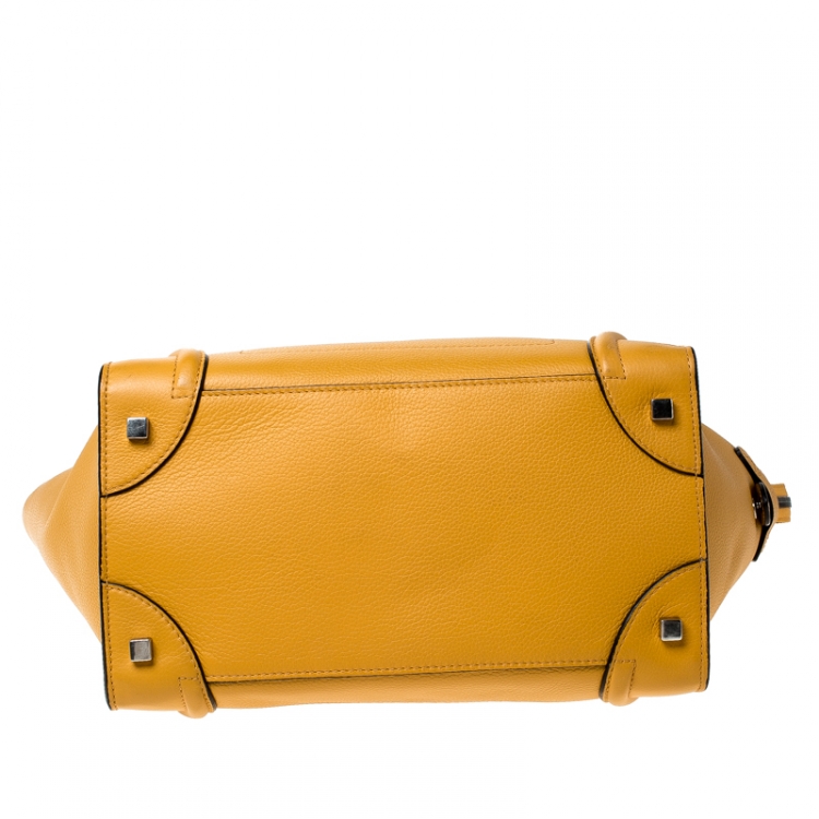 Pre Owned Celine Yellow Leather Mini Luggage Tote