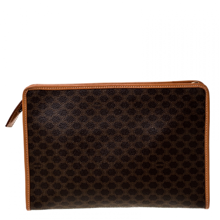 Pre Owned Celine Brown Macadam Leather Clutch