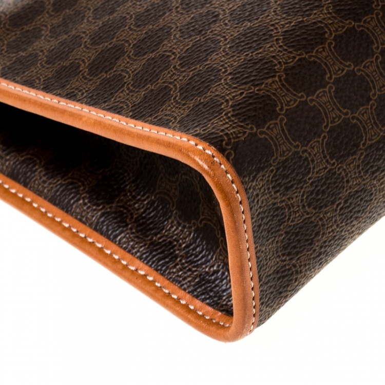 Pre Owned Celine Brown Macadam Leather Clutch