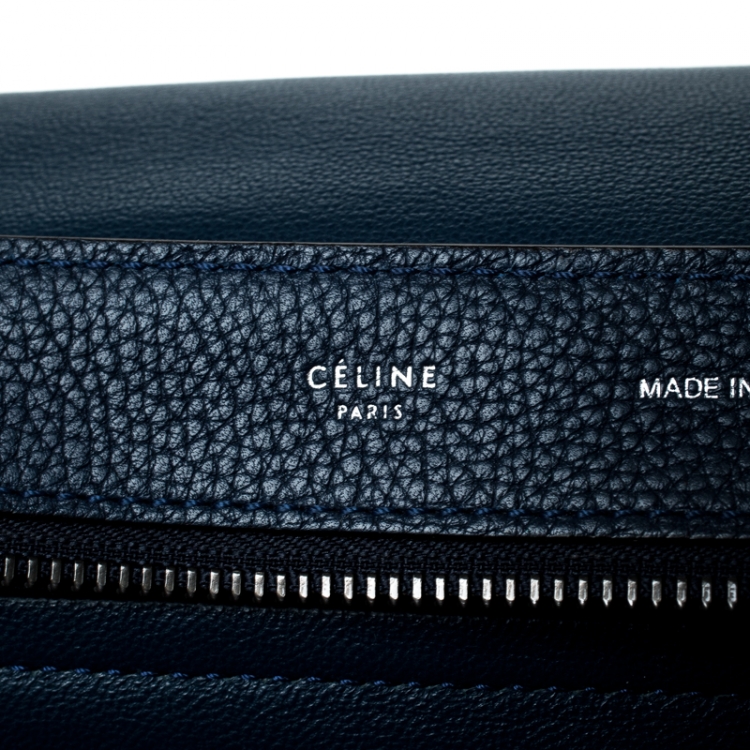 Pre Owned Celine Blue Leather and Suede Medium Trapeze Bag