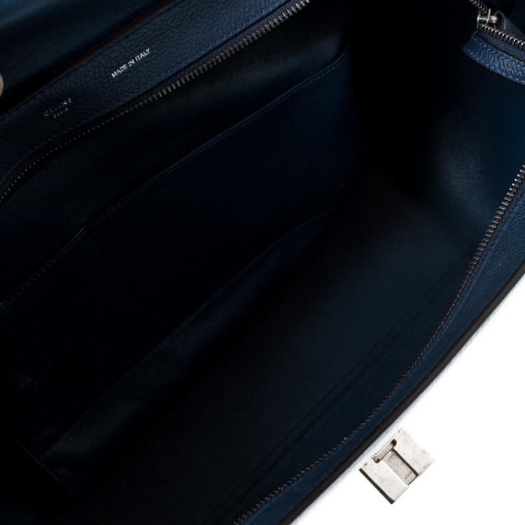 Pre Owned Celine Blue Leather and Suede Medium Trapeze Bag