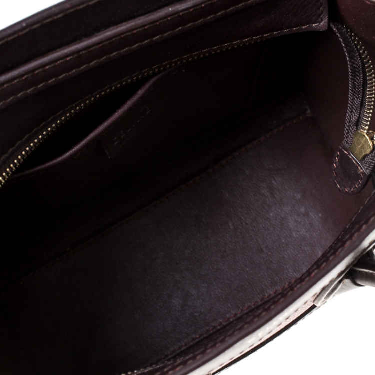 Pre Owned Celine Tri Color Leather and Suede Nano Luggage Tote