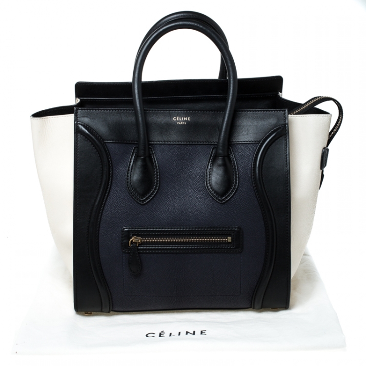 Pre Owned Celine Tri Color Leather Mini Luggage Tote