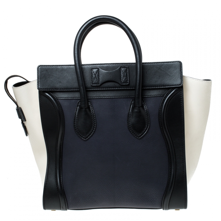 Pre Owned Celine Tri Color Leather Mini Luggage Tote