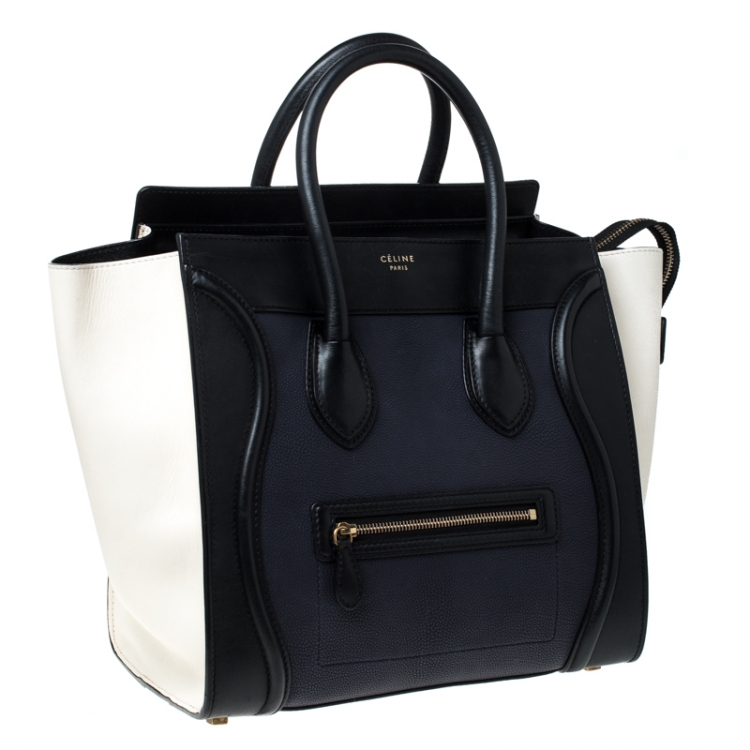 Pre Owned Celine Tri Color Leather Mini Luggage Tote