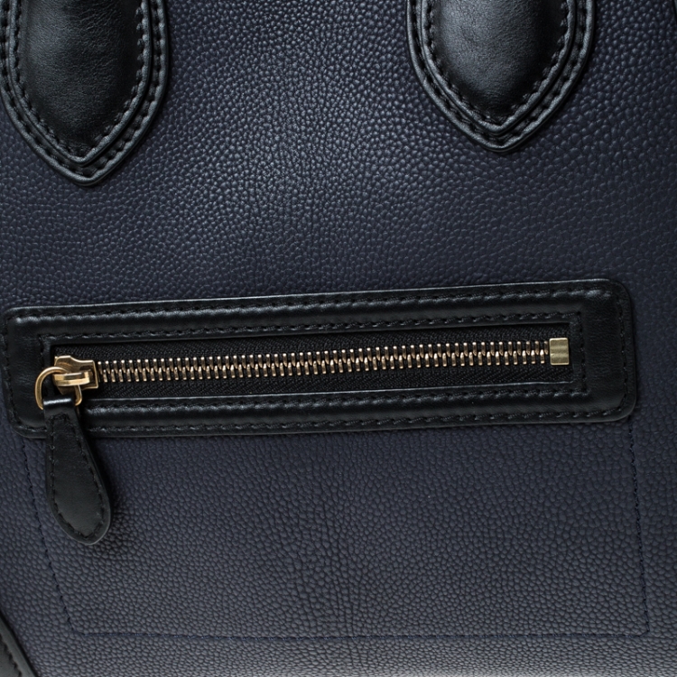 Pre Owned Celine Tri Color Leather Mini Luggage Tote