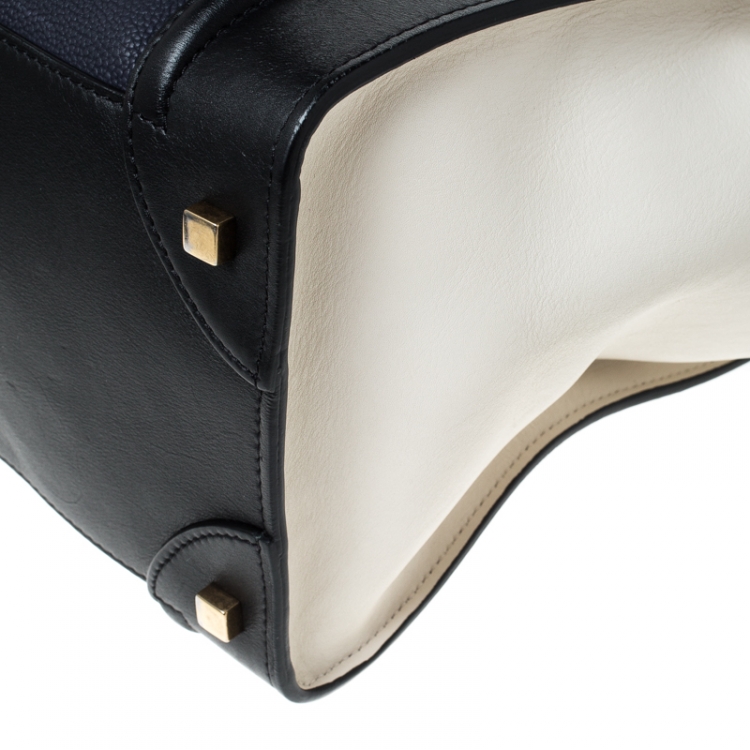 Pre Owned Celine Tri Color Leather Mini Luggage Tote
