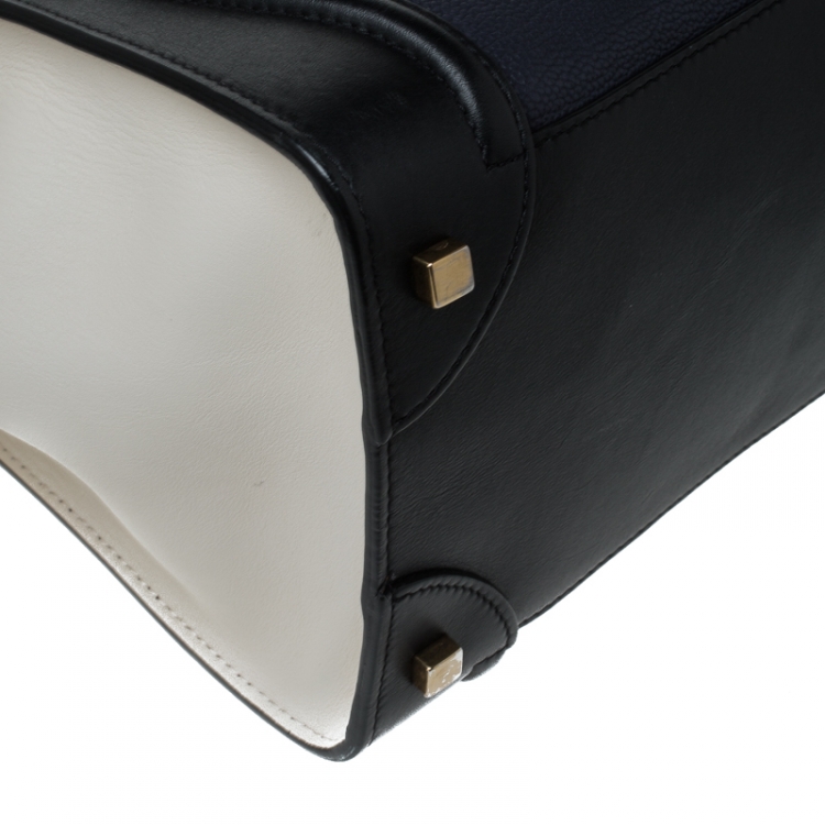 Pre Owned Celine Tri Color Leather Mini Luggage Tote