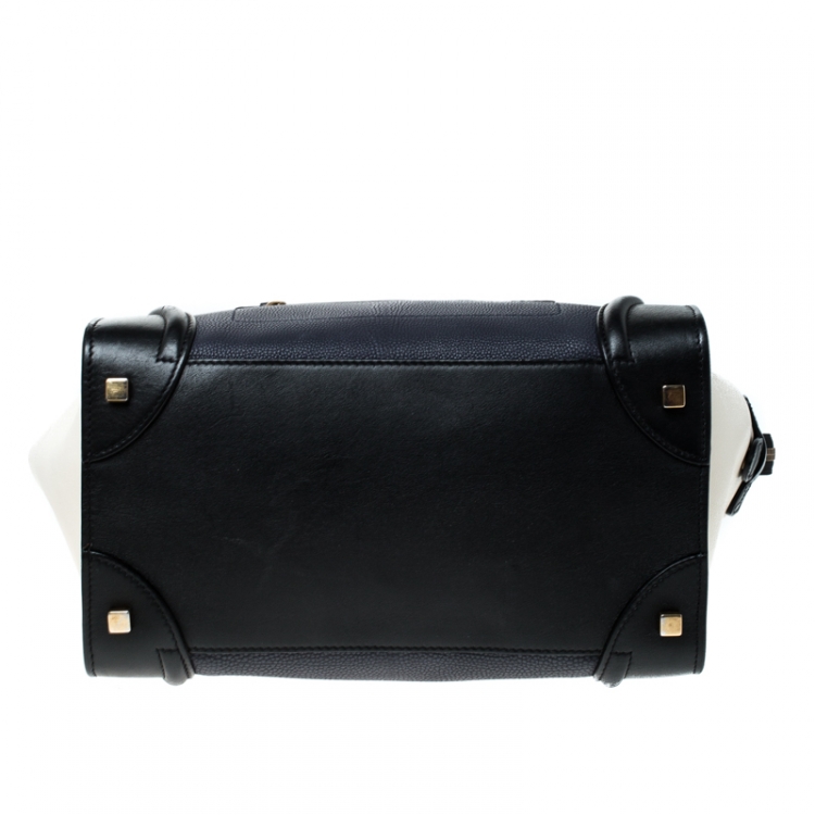 Pre Owned Celine Tri Color Leather Mini Luggage Tote