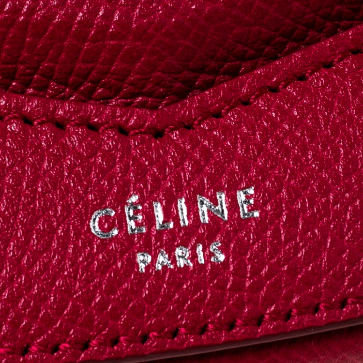 Pre Owned Celine Red Leather Small Trotteur Crossbody Bag