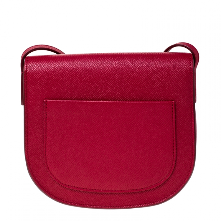 Pre Owned Celine Red Leather Small Trotteur Crossbody Bag