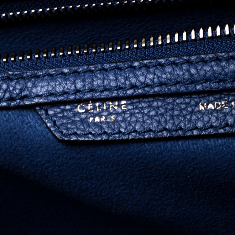 Pre Owned Celine Blue Leather Mini Luggage Tote
