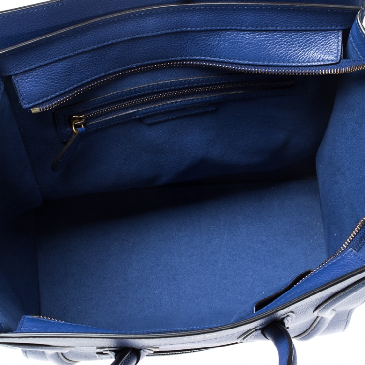 Pre Owned Celine Blue Leather Mini Luggage Tote