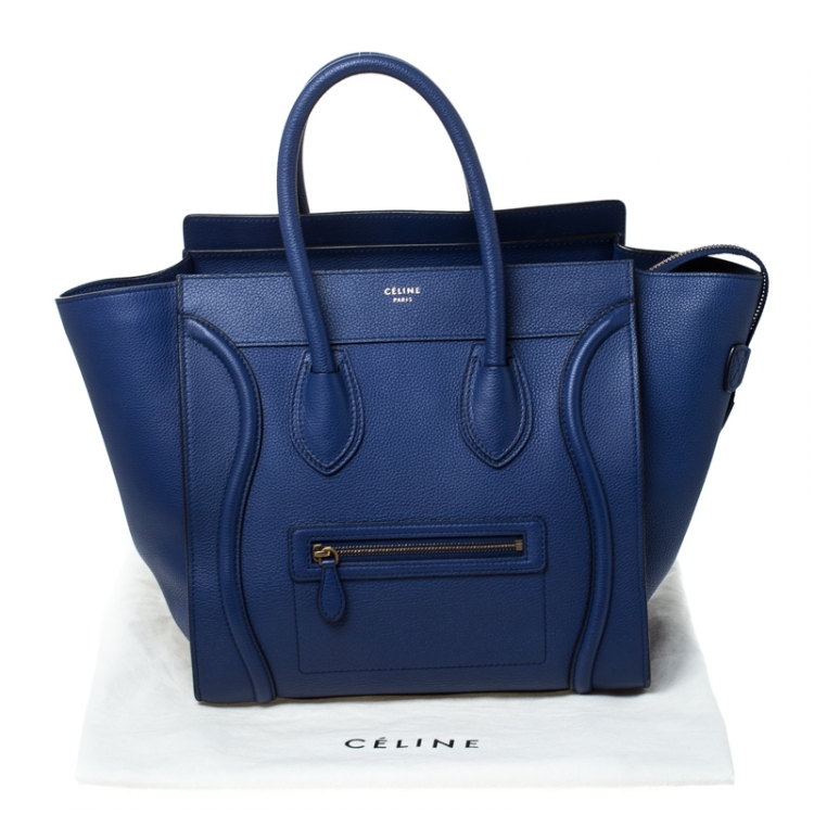 Pre Owned Celine Blue Leather Mini Luggage Tote