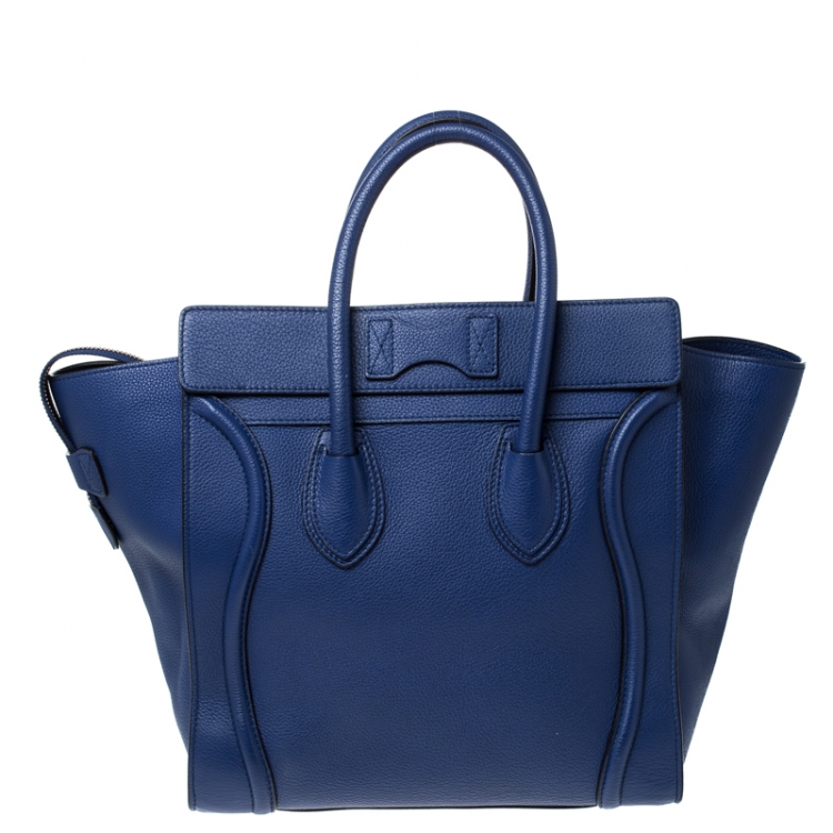 Pre Owned Celine Blue Leather Mini Luggage Tote