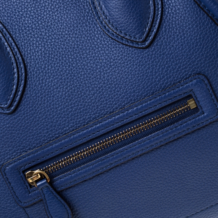 Pre Owned Celine Blue Leather Mini Luggage Tote