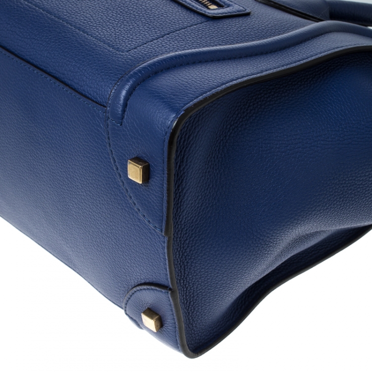 Pre Owned Celine Blue Leather Mini Luggage Tote