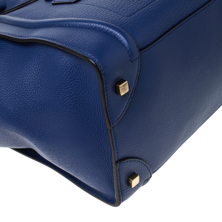 Pre Owned Celine Blue Leather Mini Luggage Tote