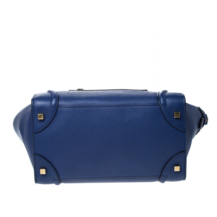 Pre Owned Celine Blue Leather Mini Luggage Tote