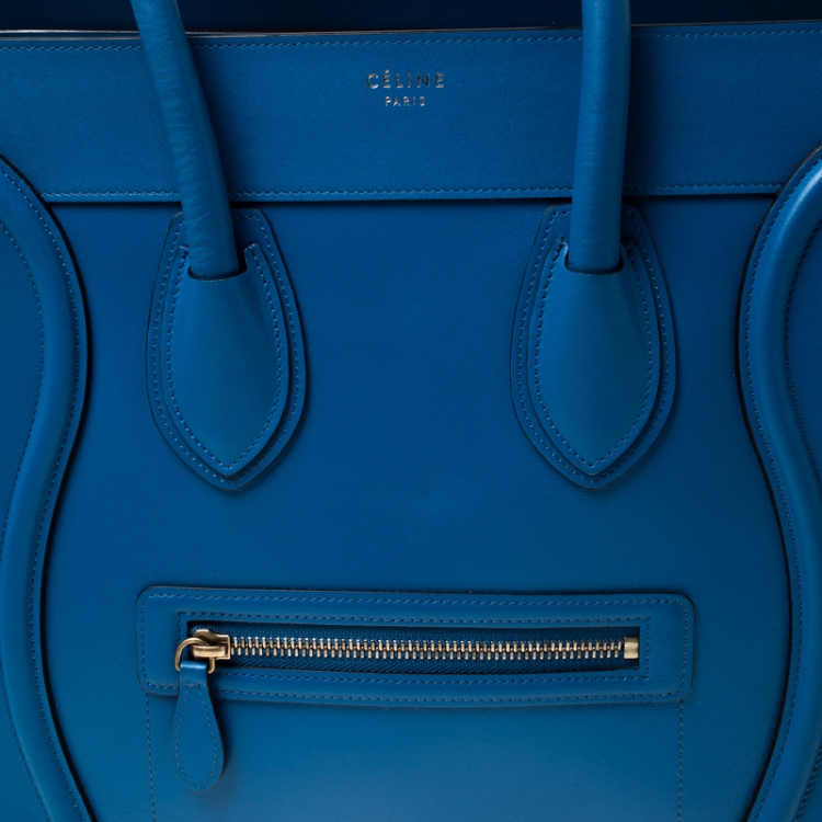 Pre Owned Celine Blue Leather Mini Luggage Tote