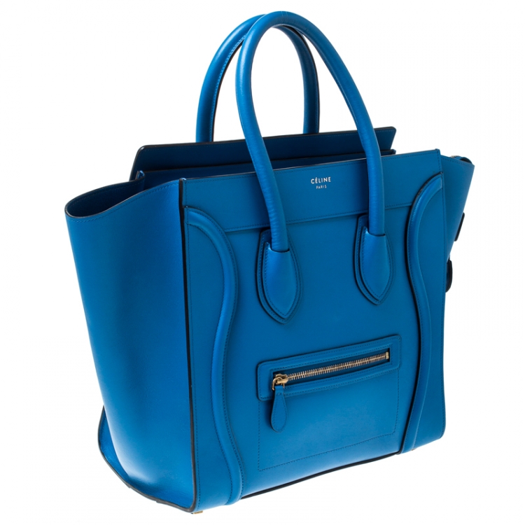 Pre Owned Celine Blue Leather Mini Luggage Tote