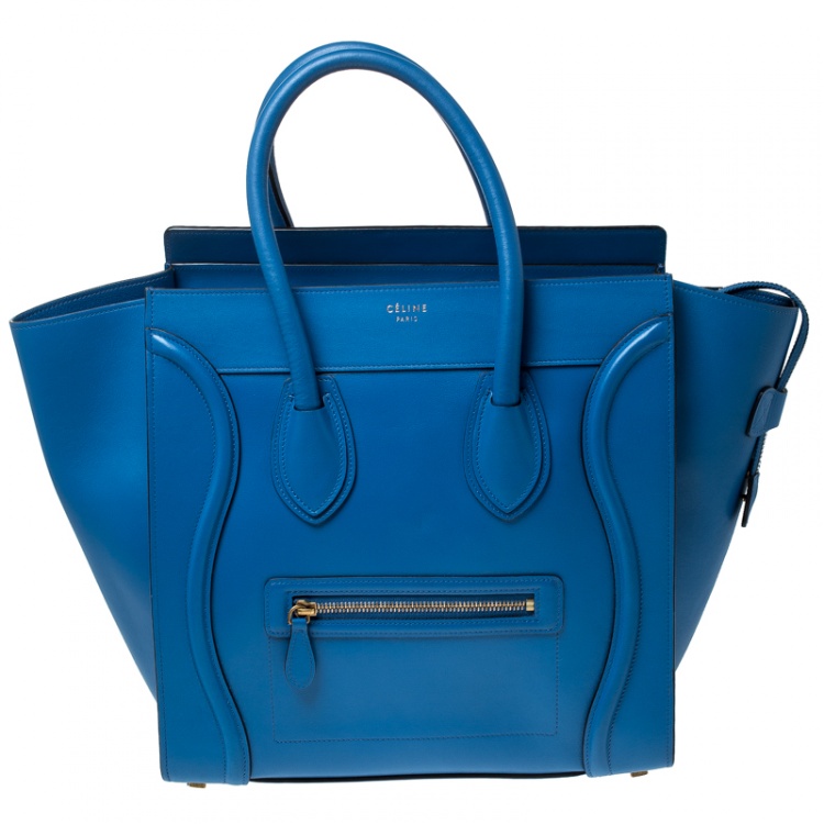 Pre Owned Celine Blue Leather Mini Luggage Tote