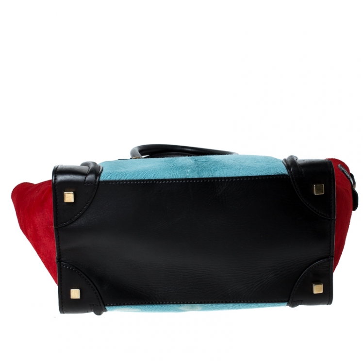 Pre Owned Celine Tri Color Pony Hair and Leather Mini Luggage Tote