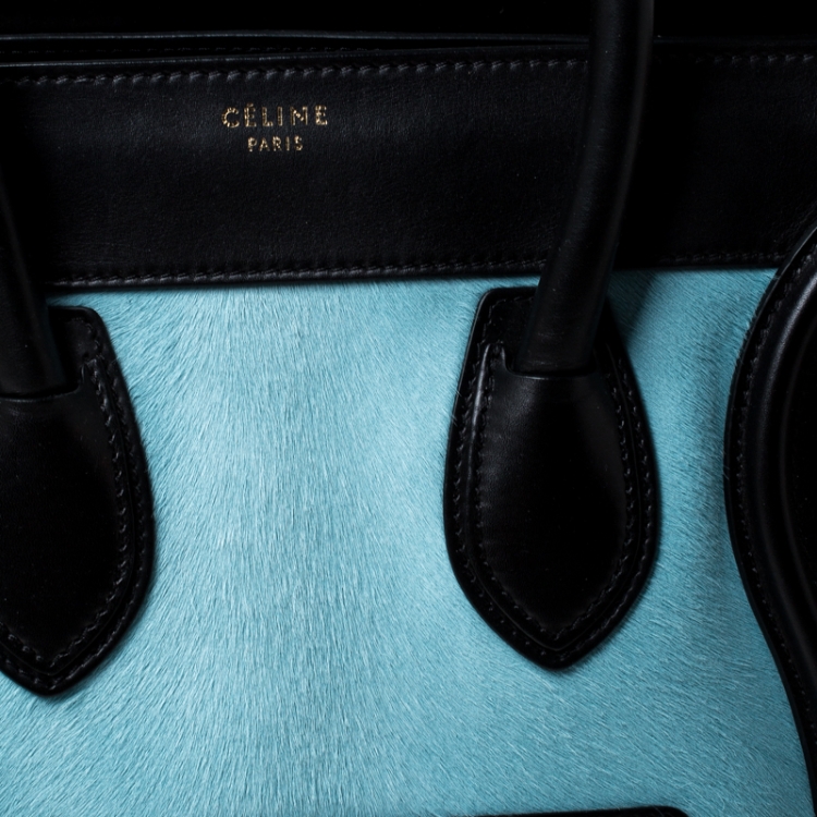 Pre Owned Celine Tri Color Pony Hair and Leather Mini Luggage Tote