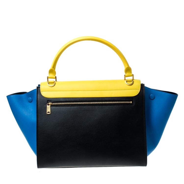 Pre Owned Celine Tri Color Leather Medium Trapeze Bag