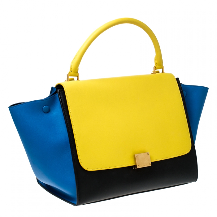 Pre Owned Celine Tri Color Leather Medium Trapeze Bag