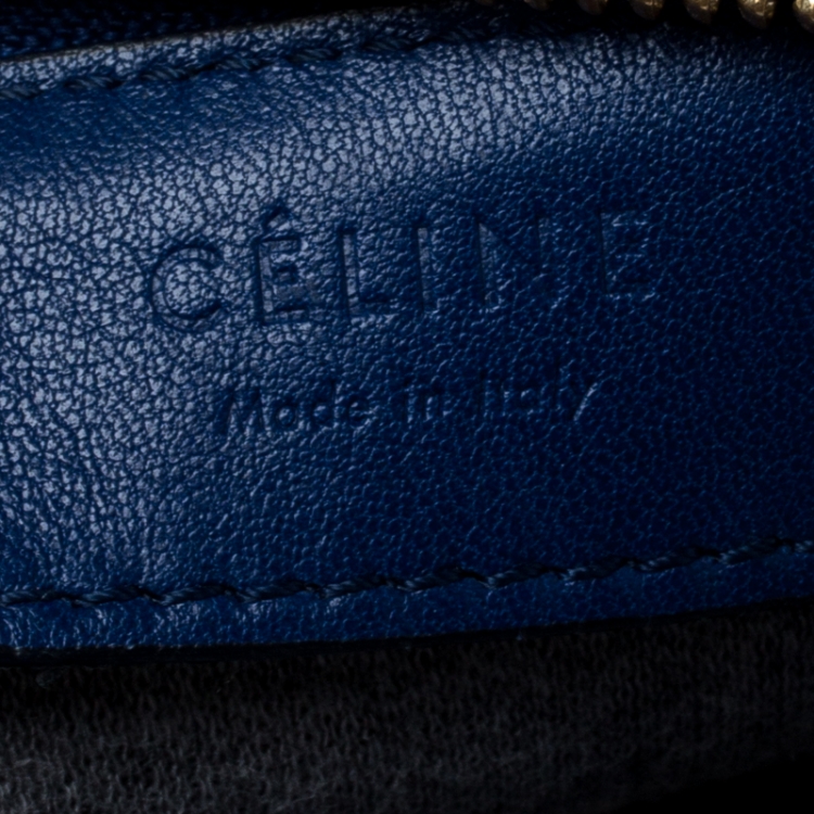 Pre Owned Celine Blue Leather Small Trio Crossbody Bag 