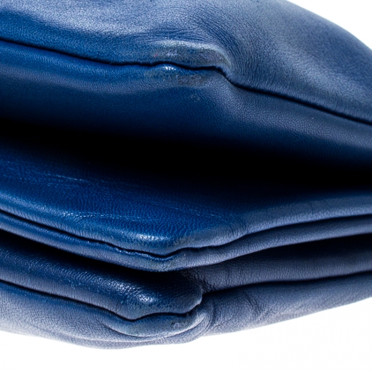 Pre Owned Celine Blue Leather Small Trio Crossbody Bag 