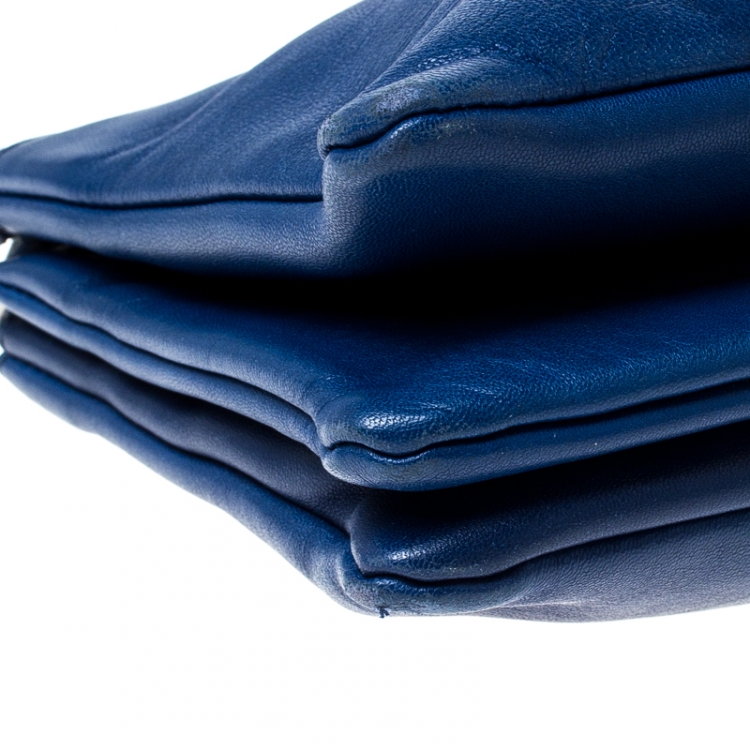 Pre Owned Celine Blue Leather Small Trio Crossbody Bag 