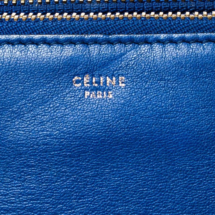 Pre Owned Celine Blue Leather Small Trio Crossbody Bag 