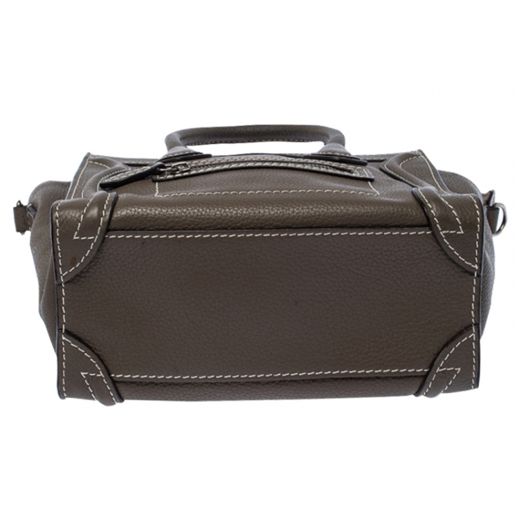 Pre Owned Celine Dark Grey Leather Nano Luggage Tote