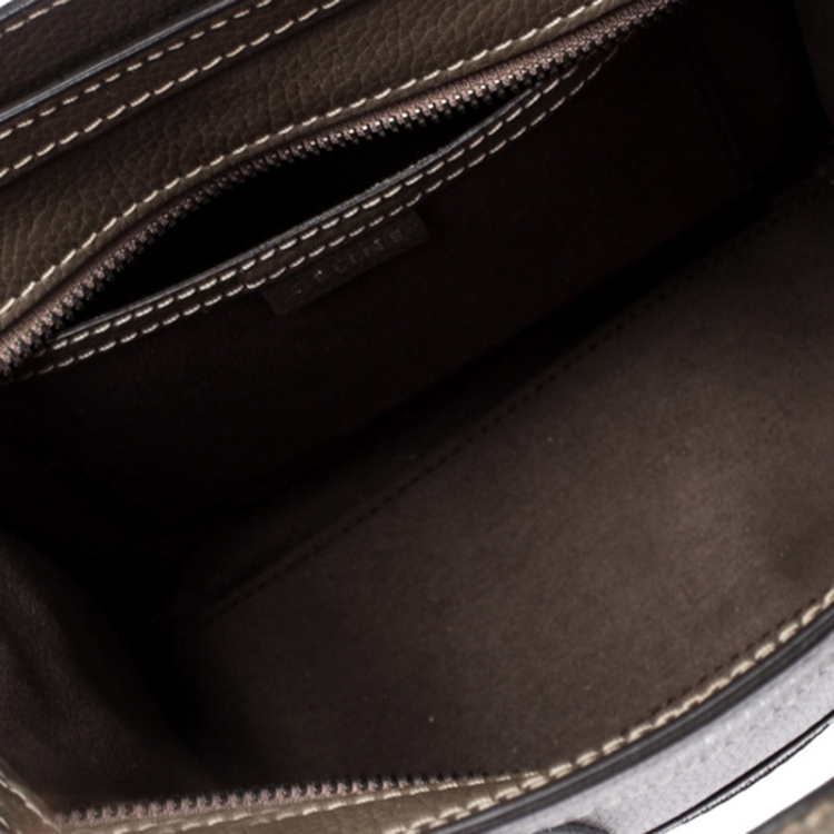 Pre Owned Celine Dark Grey Leather Nano Luggage Tote