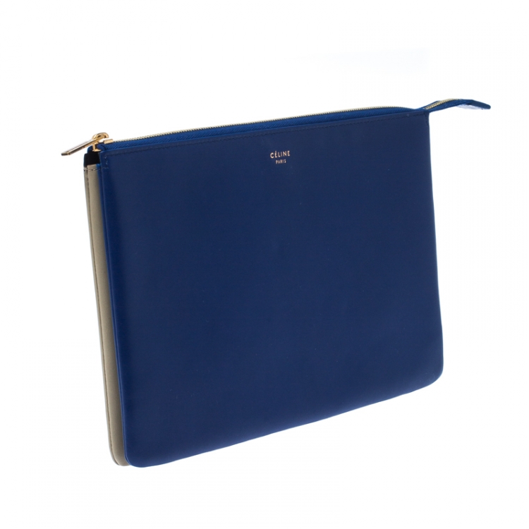 Pre Owned Celine Bicolor Leather Duo Clutch