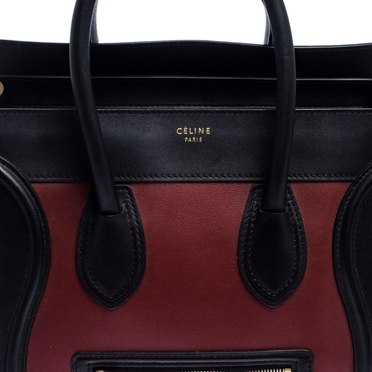 Pre Owned Celine Tri Color Suede and Leather Mini Luggage Tote