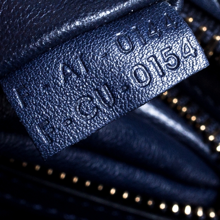 Pre Owned Celine Navy Blue Leather Micro Luggage Tote