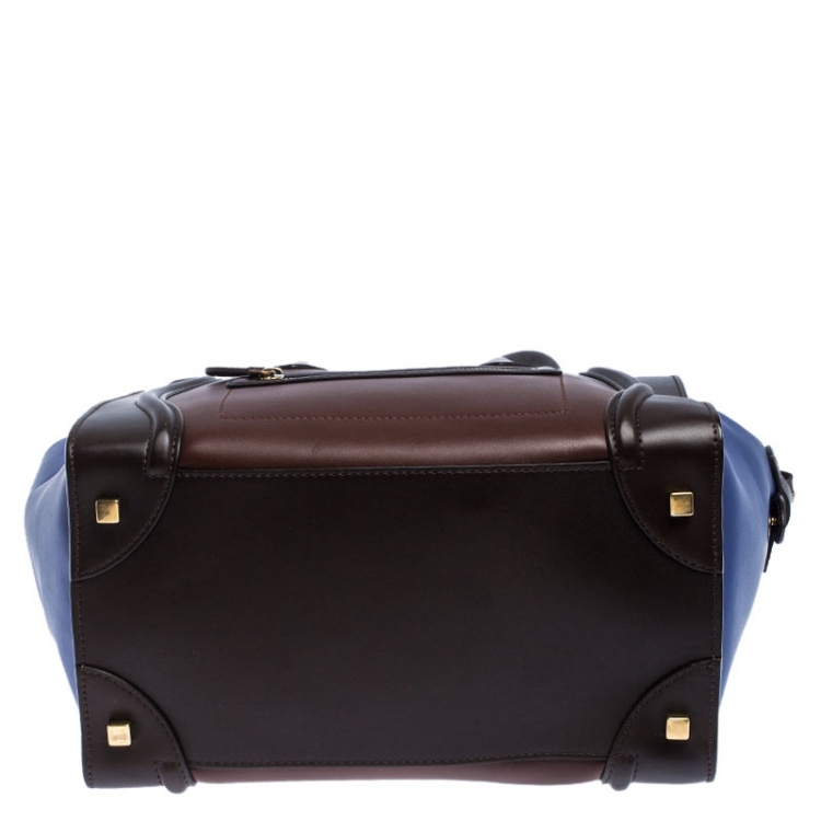Pre Owned Celine Tri Color Leather Mini Luggage Tote
