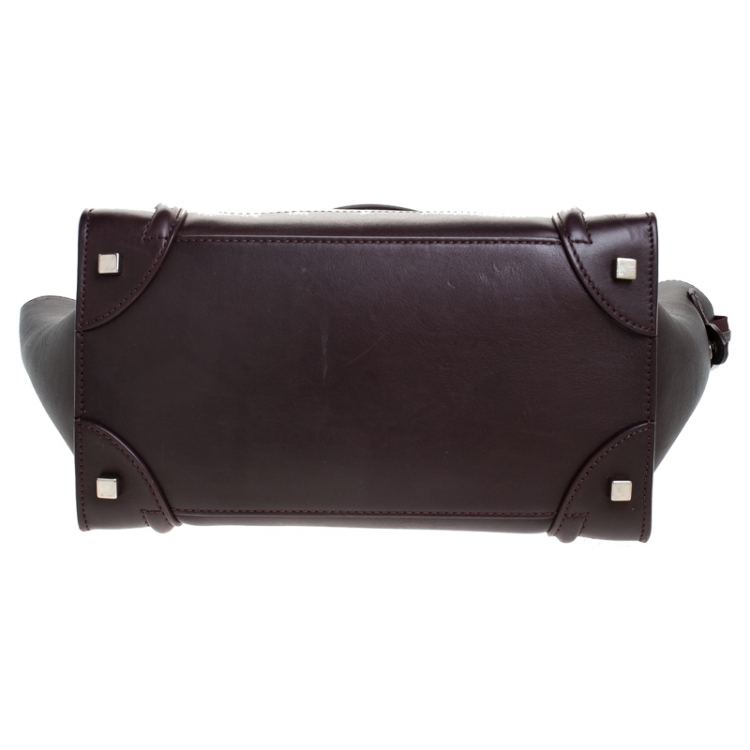 Pre Owned Celine Dark Burgundy Leather Mini Luggage Tote
