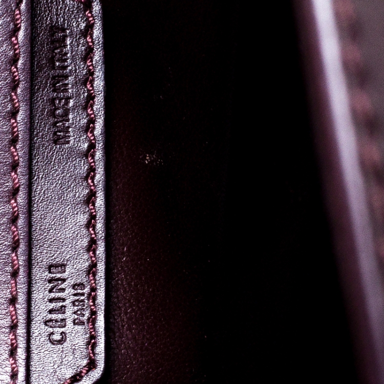 Pre Owned Celine Dark Burgundy Leather Mini Luggage Tote
