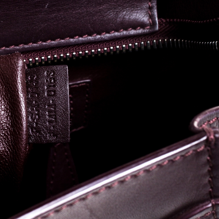 Pre Owned Celine Dark Burgundy Leather Mini Luggage Tote
