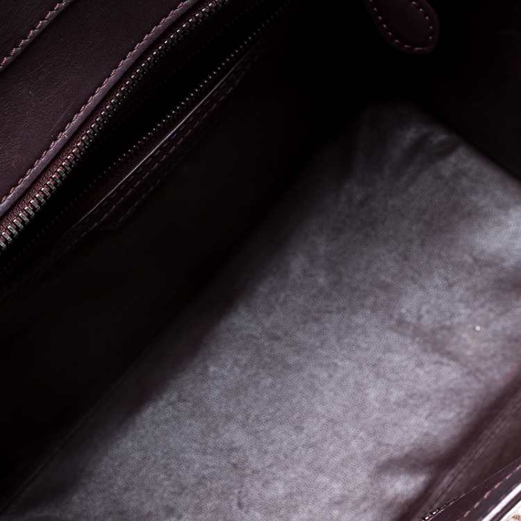 Pre Owned Celine Dark Burgundy Leather Mini Luggage Tote