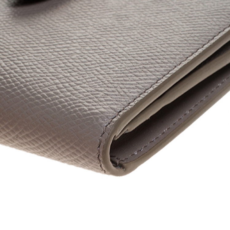 Pre Owned Celine Taupe Leather Medium Strap Wallet