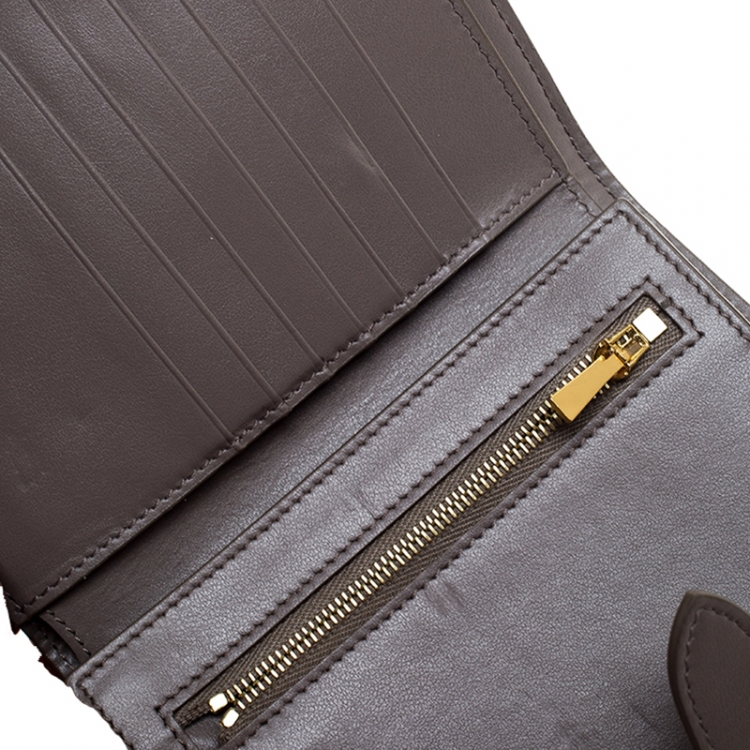 Pre Owned Celine Taupe Leather Medium Strap Wallet