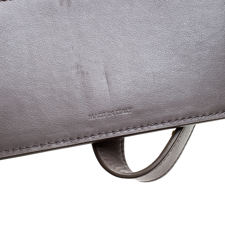 Pre Owned Celine Taupe Leather Medium Strap Wallet