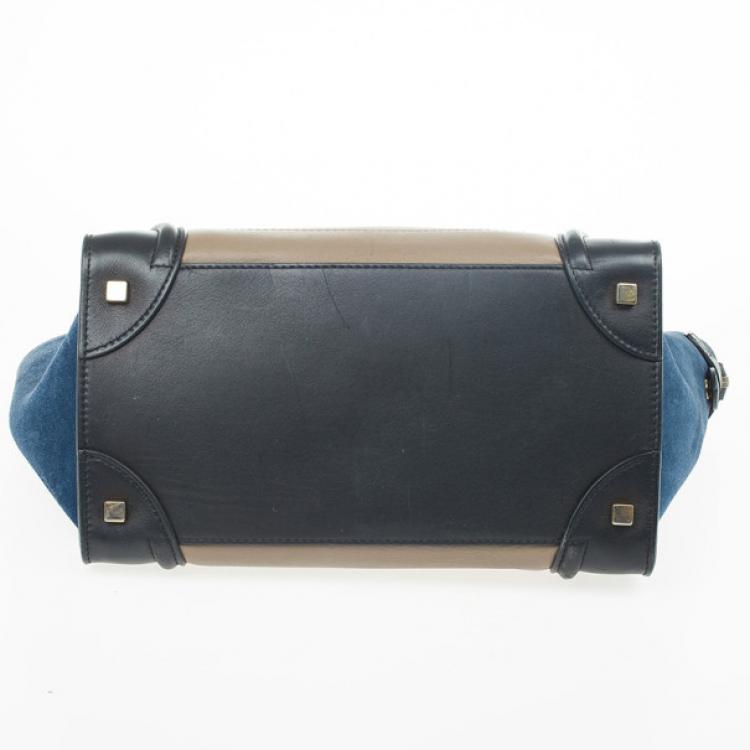 Pre Owned Celine Tricolor Mini Luggage Leather and Suede Tote 